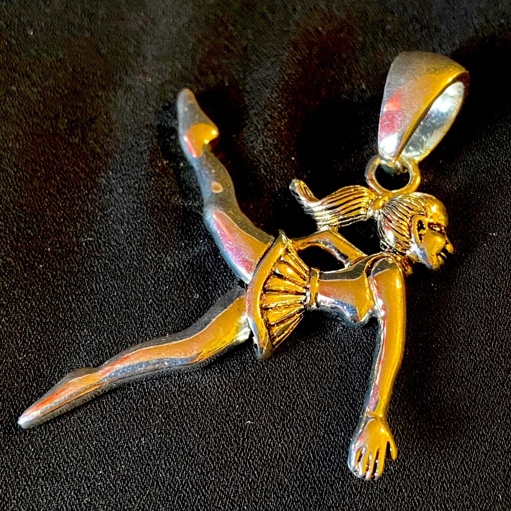 🌱 Ballerina Gymnast Ice Skater Silver Pendant 2”